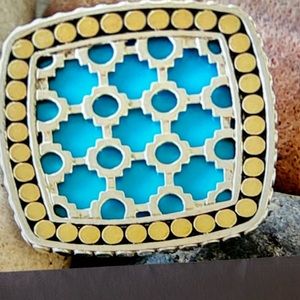 JOHN HARDY  Turquoise and 18 K face sterling 
Ring.
